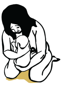 illustration of woman holding newborn